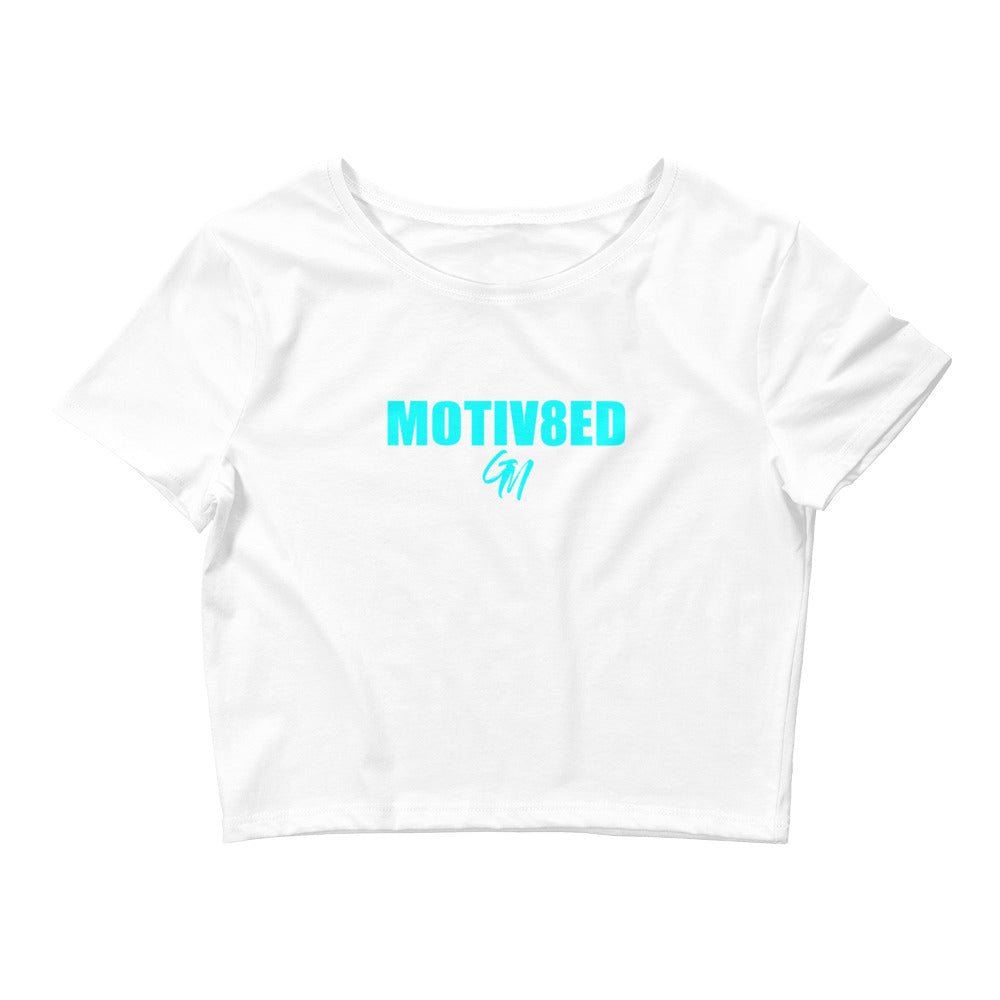 Women’s Crop Top - White / Green - Get Motivated Clothing