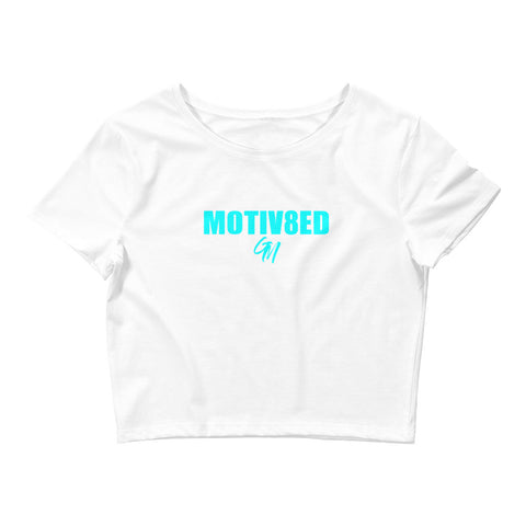 Women’s Crop Top - White / Green - Get Motivated Clothing